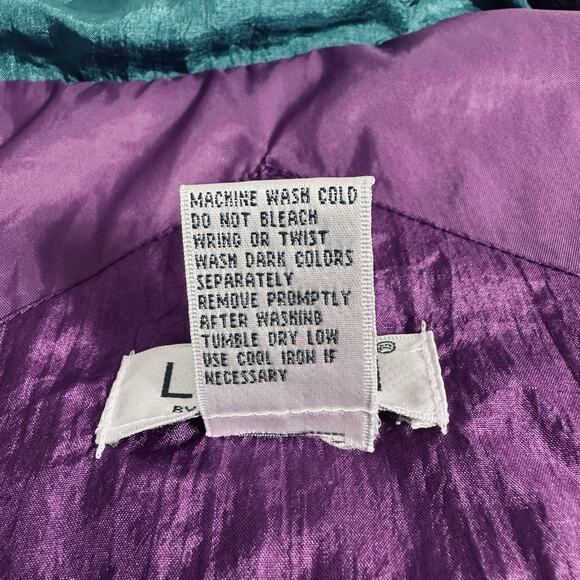 VTG 90s Lavon XL Track Suit Jacket Pants Windbreaker Retro Purple Teal Shiny Ski - Picture 8 of 16